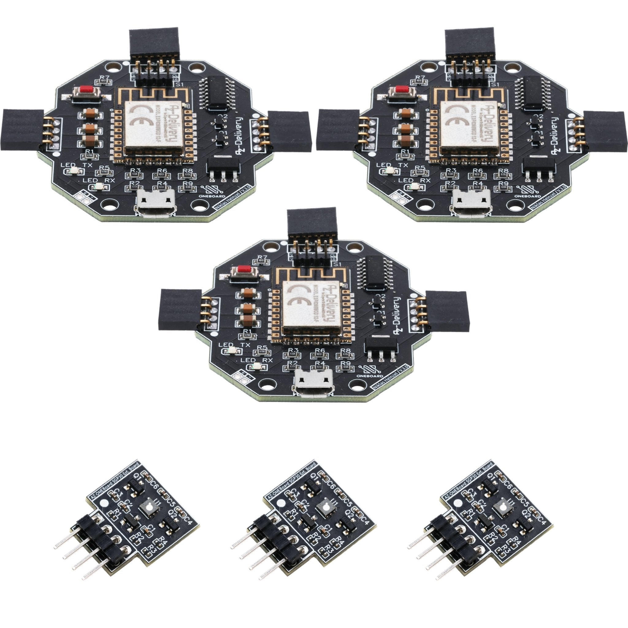 AZ - ONEBoard Entwicklungsboard inklusive Extensionboards SHT30, BH1750 & SGP30 - AZ - Delivery