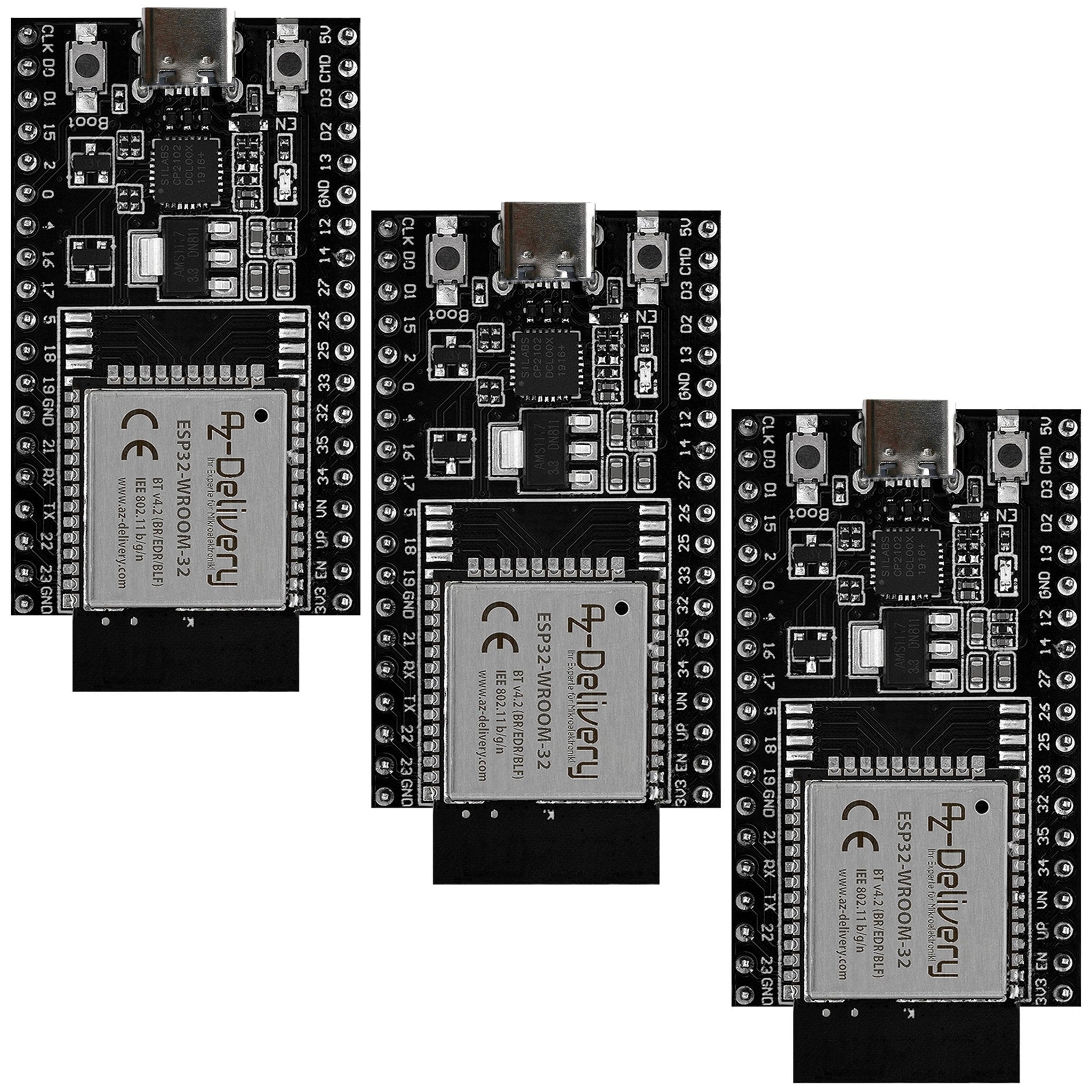 ESP32 Dev Kit C V4 NodeMCU WLAN WiFi Development Board mit USB - C Anschluss kompatibel mit Arduino - AZ - Delivery