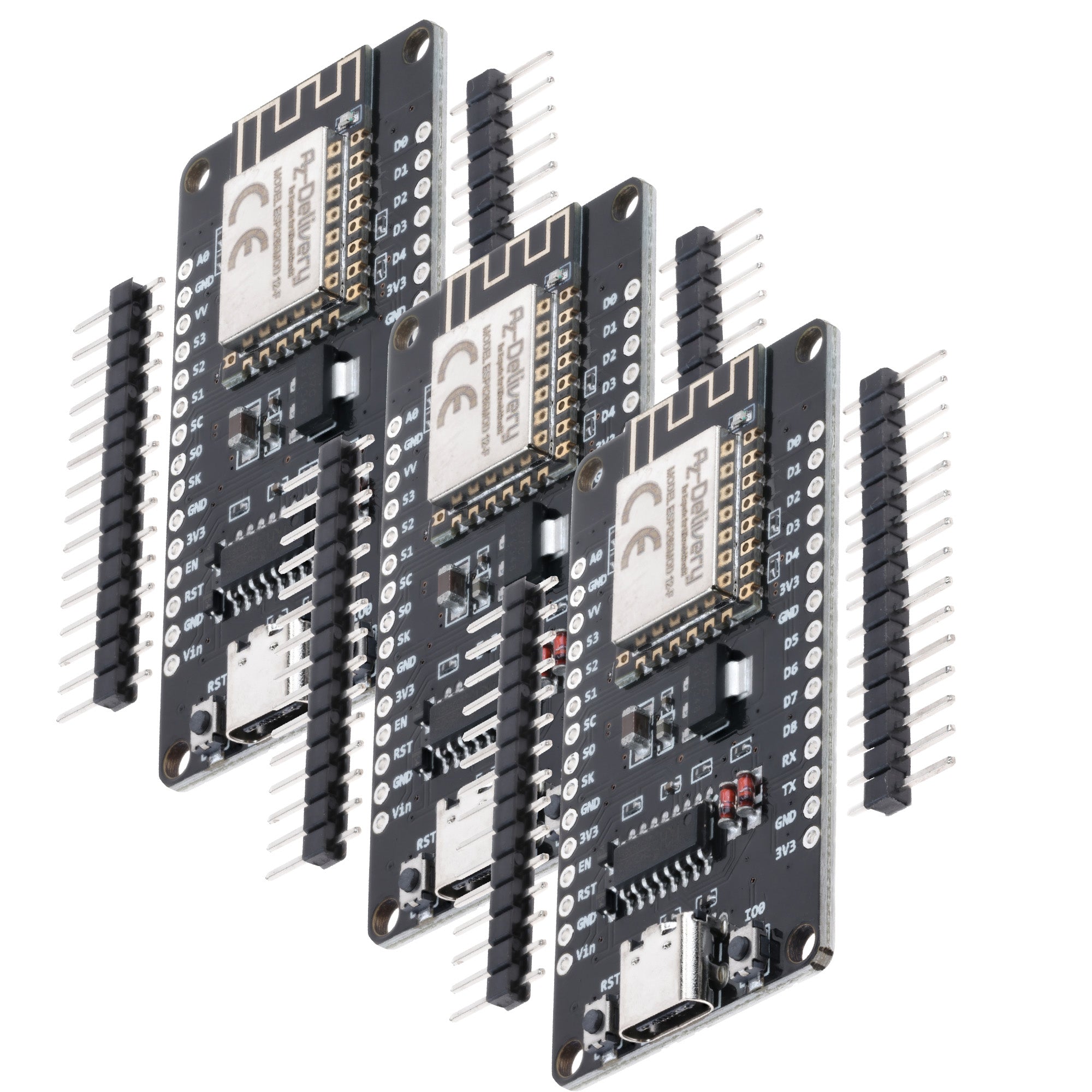 NodeMCU Lolin V3 Module ESP8266 ESP - 12F WiFi mit USB - C Anschluss WiFi Development Board mit CH340 unverlötet kompatibel mit Arduino - AZ - Delivery