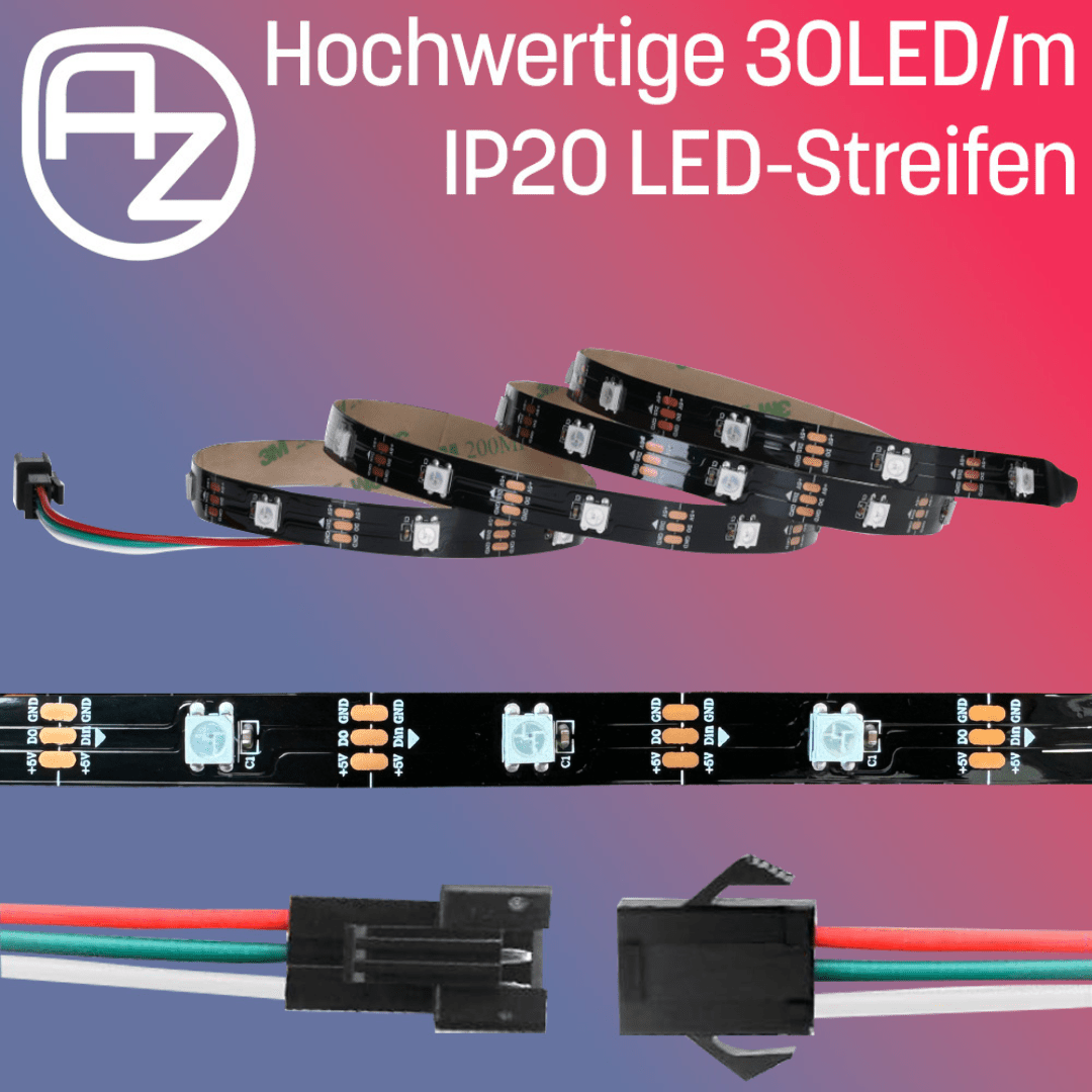 WS2812B 30 LEDs/m 30 Pixels/m LED Strip RGB adressierbarer LED Streifen mit 5050 SMD LEDs IP20 Schwarz nicht Wasserdicht - AZ - Delivery