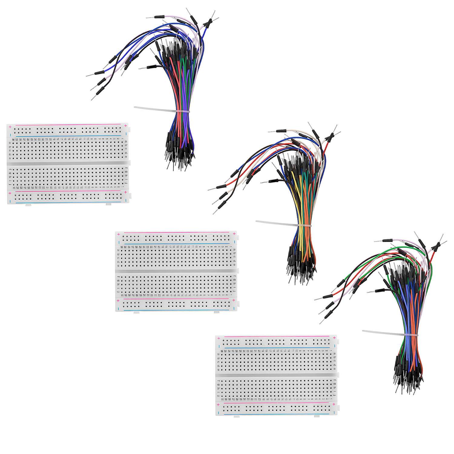 Breadboard kit - 3 x 65stk. Jumper Wire Kabel M2M and 3 x mini Breadboard  400 pins compatible with Arduino and Raspberry Pi