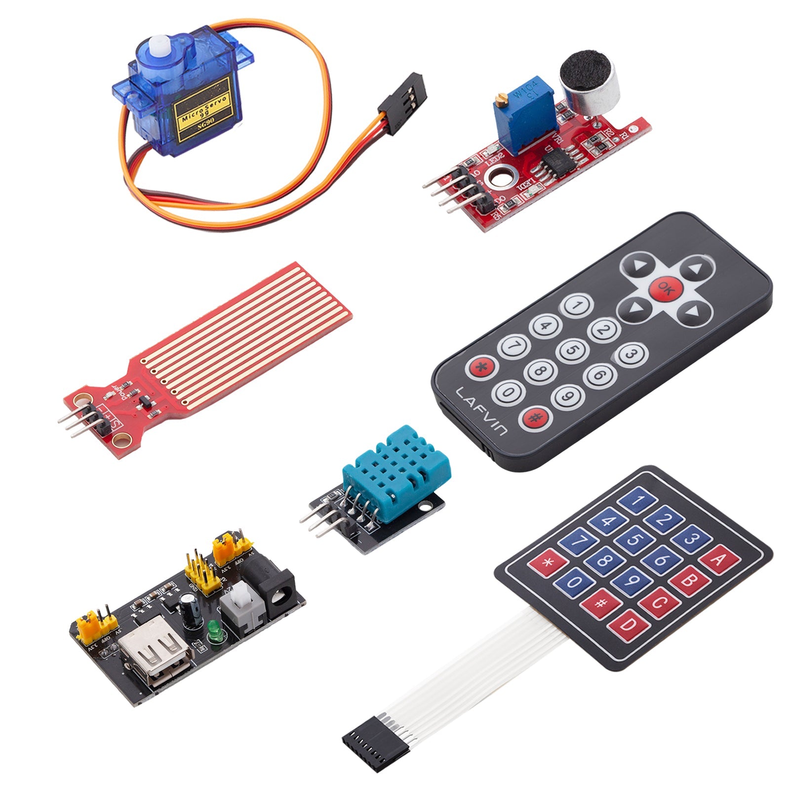 Starter kit electronics compatible with Arduino - microcontroller